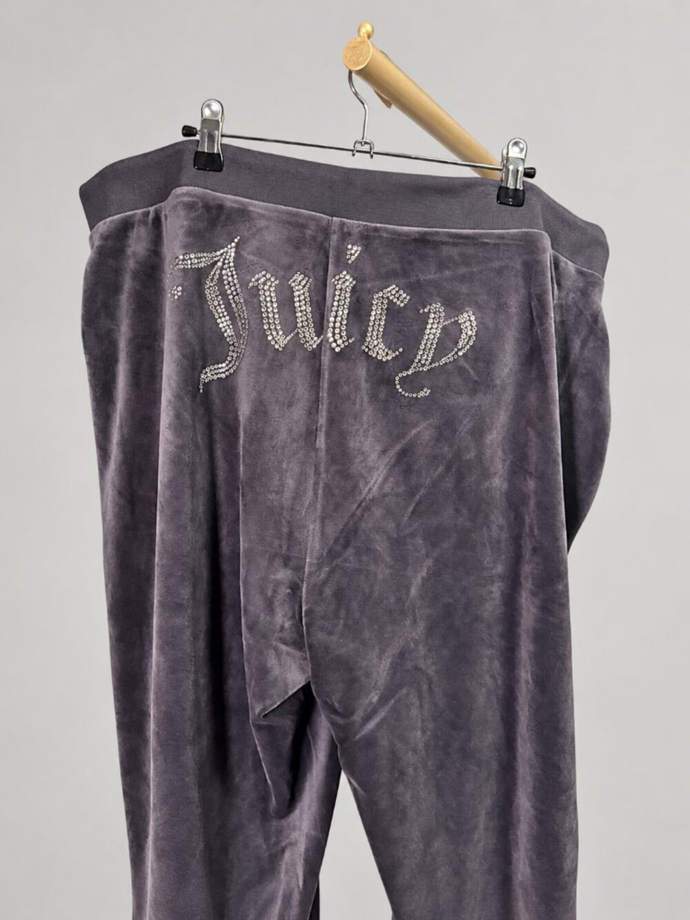 NWT Juicy Couture Velour Track Pants Titanium Rhinestone Logo Y2K 3x